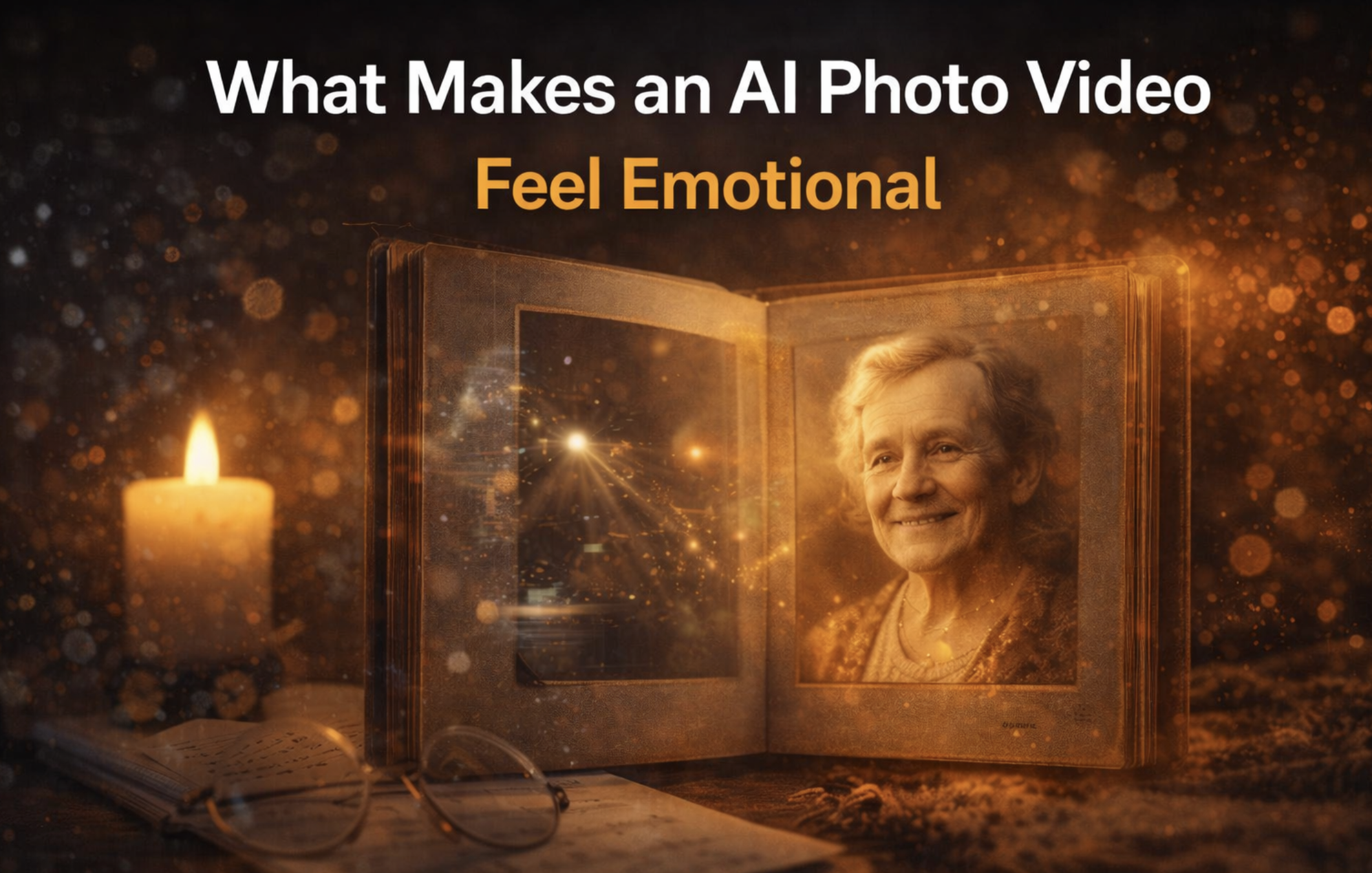 Vintage portrait gently animated in warm light, conveying emotional depth in an AI photo video